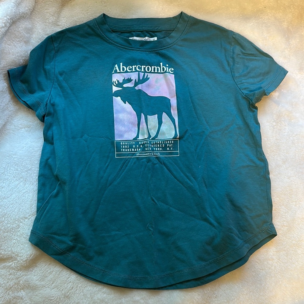 Abercrombie kids size 11/12 teal t-shirt with logo